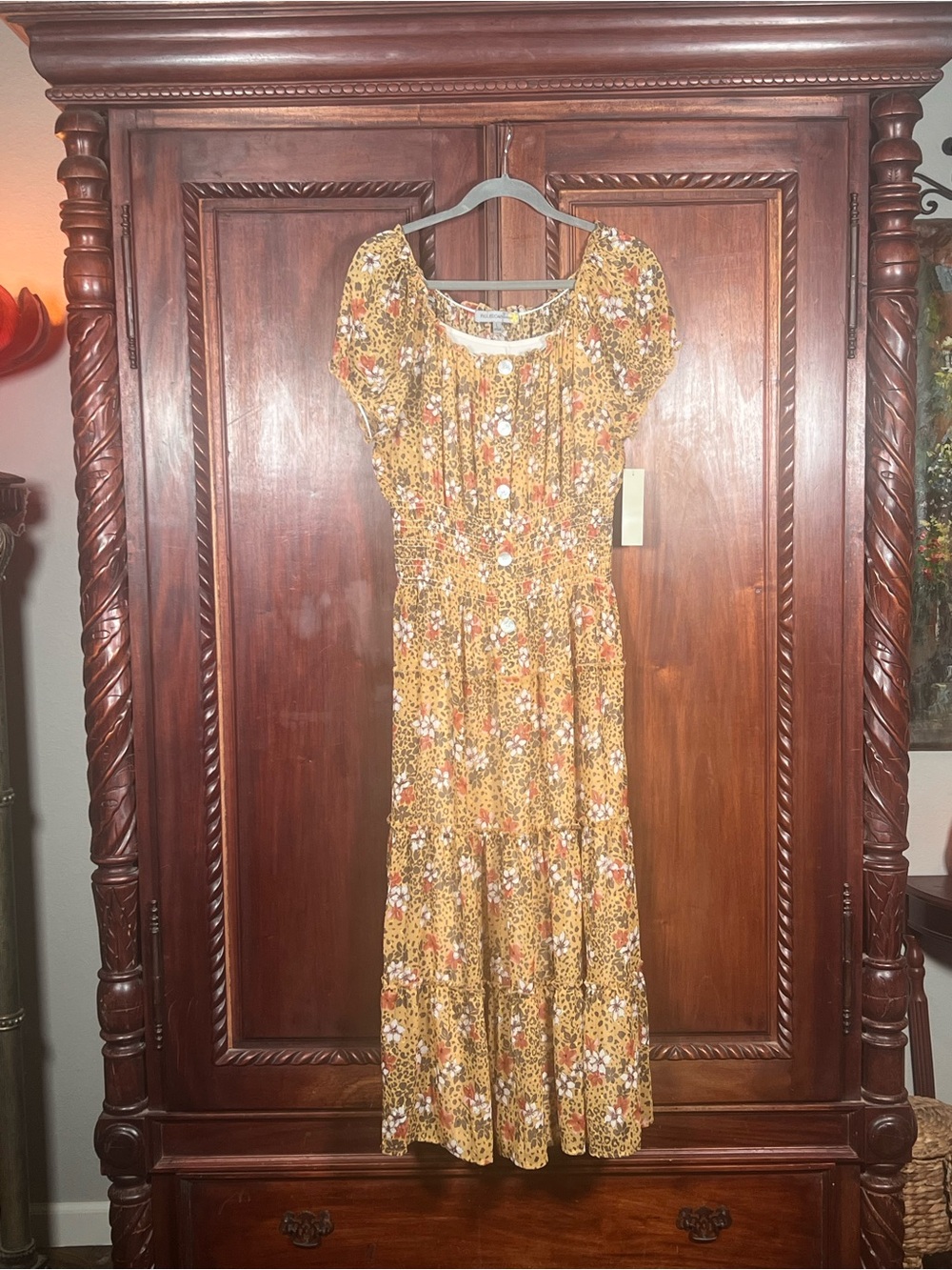 NWT Beautiful Boho Figueroa & Flower Floral Tiered Maxi Dress New L